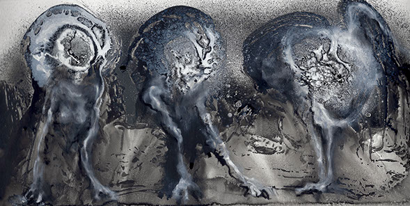 nikiNeuts - tableau contemporain, encre, acylique, huile sur toile - doubleje